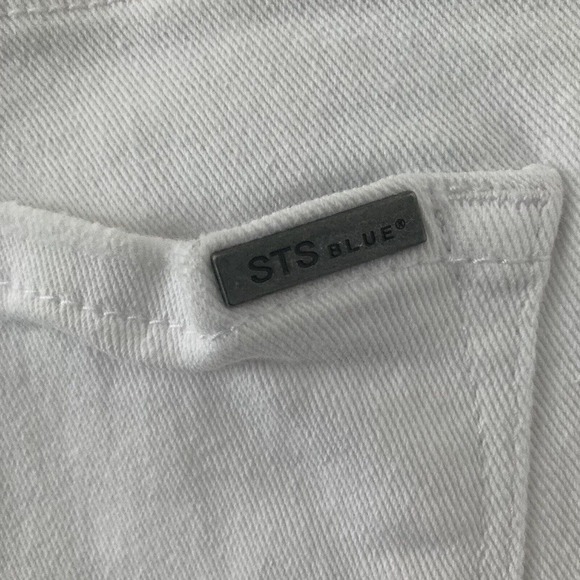 STS Blue Short Shorts Denim White Cutoffs Womens Size 24 Distressed - Picture 4 of 8